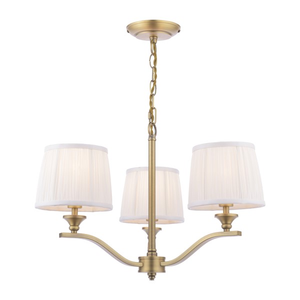 (image for) Laura Ashley Hemsley 3 Light Armed Pendant Matt Antique Brass With Shade